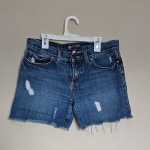Pink Low-rise denim shorts